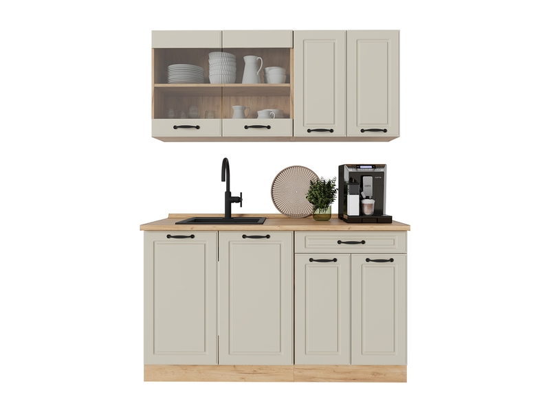  Vicco cuisine, sable campagnechêne doré, 140cm plan de travail marbre  - Conforama E