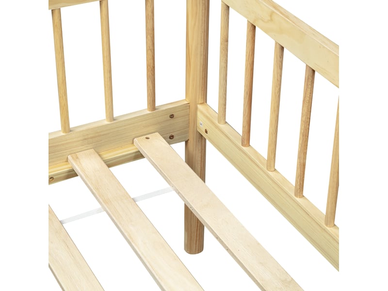  Lit banquette 90x200 cm avec garde-corps sur trois côtés en bois naturel sans matelas  - Conforama A