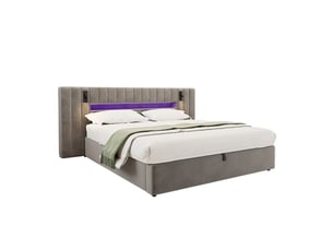 Lit coffre 180x200 cm <strong>STILVORA</strong> <strong></strong> coloris gris