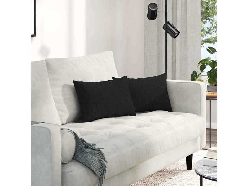  Lot de 2 coussins de canapé, coussins décoratifs tissu noir 50 x 30 cm cf58915  - Conforama B