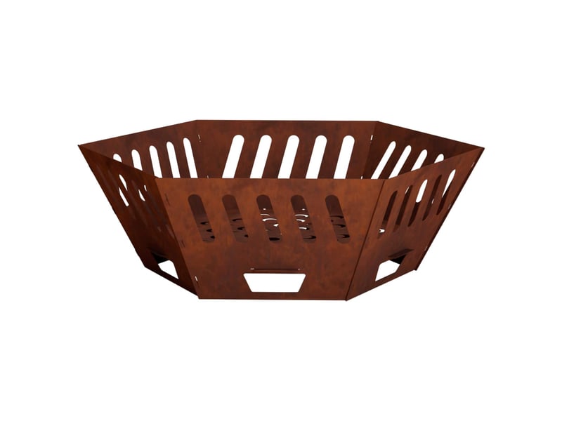  Brasero exterieur, foyer camping foyer de cheminée rouillé 80x80x28 cm acier patiné  - Conforama A