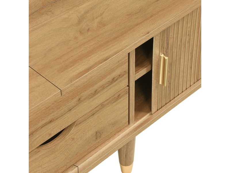 Meuble tv moderne avec portes coulissantes, meuble bas unique au design élégant et polyvalent - Conforama E