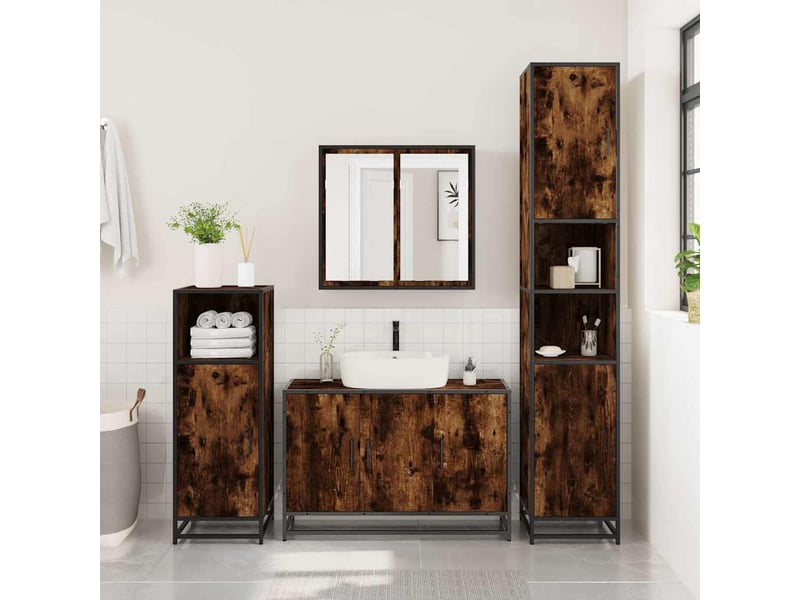 Ensemble de meubles de salle de bain 2 pcs chêne fumé cf63581 - Conforama D