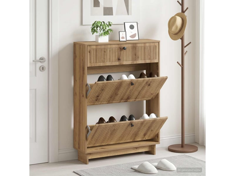  Meuble à chaussures, armoire à chaussures ede 78x24x103 cm bois d'ingénierie shl1998  - Conforama B