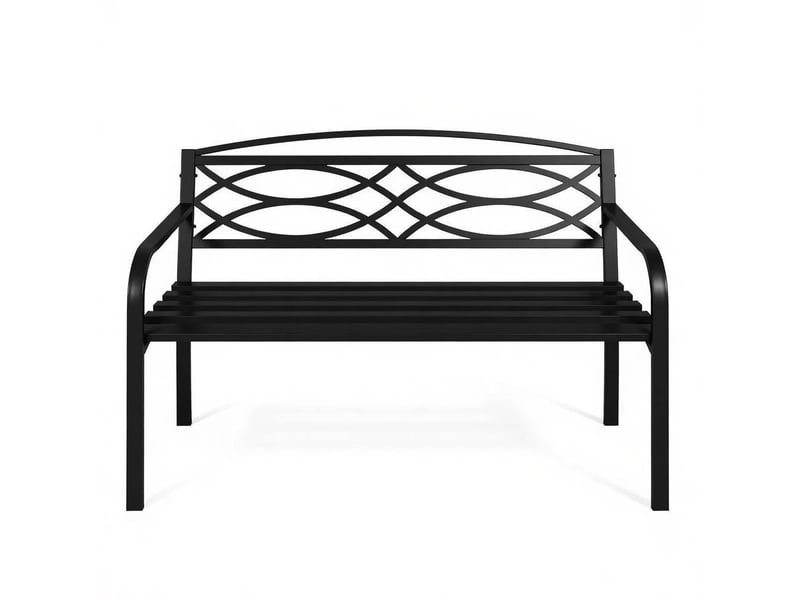  Banc de jardin en métal 127,5 x 49,5 cm – noir – dossier ergonomique, accoudoirs et finition résistante  - Conforama C