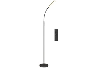 Lampadaire led, à intensité variable, avec télécommande, col de cygne 360°, noir