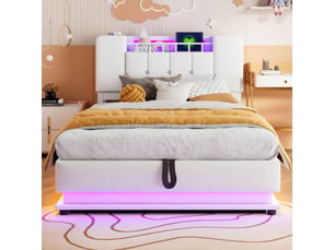 Lit simple 90x200 cm <strong>STILVORA</strong>  <strong></strong> coloris beige