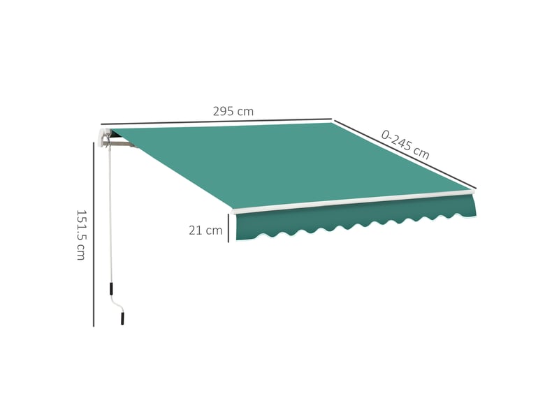  Store banne à manivelle en aluminium et polyester 3 x 2,5 m, vert foncé  - Conforama E