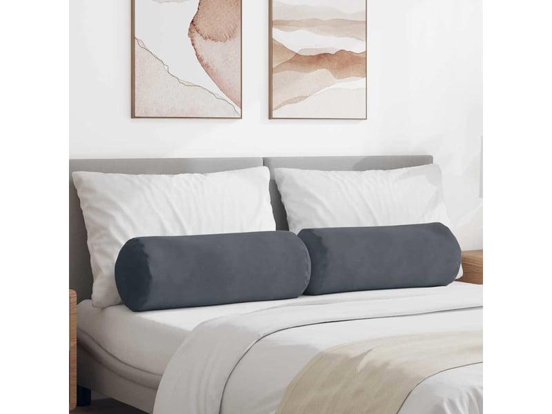  Lot de 2 coussins d'accent, coussins décoratifs, coussins lombaires gris foncé ø 25 x 70 cm cf56737  - Conforama B