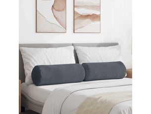 Lot de 2 coussins d'accent, coussins décoratifs, coussins lombaires gris foncé ø 25 x 70 cm cf56737