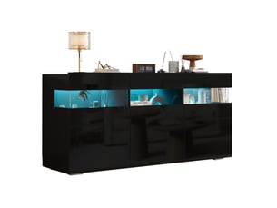 Buffet 3 porte(s)  0 tiroir(s) <strong>BEAOK</strong> <strong></strong> - 140 cm coloris noir 