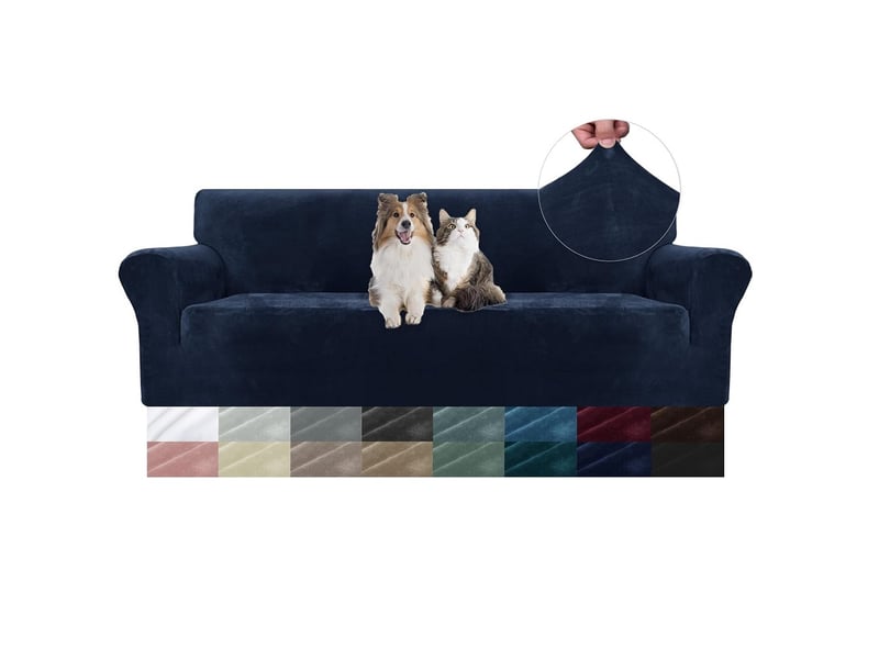  Housse de canapé en velours 4 places(231-279cm), sofa cover extensible  - Conforama A