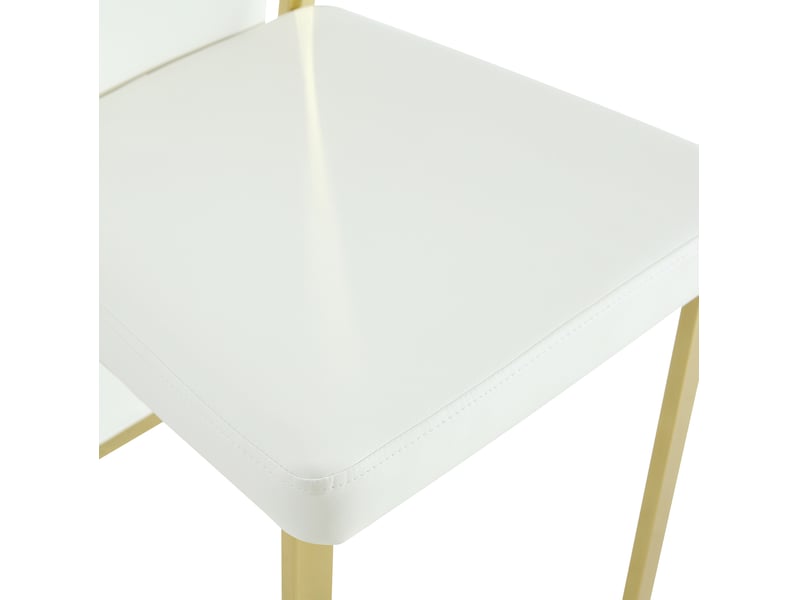  Lot de 4 chaises de salle à manger 109 cm, métal doré, pu blanc, moderne, assise confort, dossier courbé, chaise de cuisine  - Conforama E