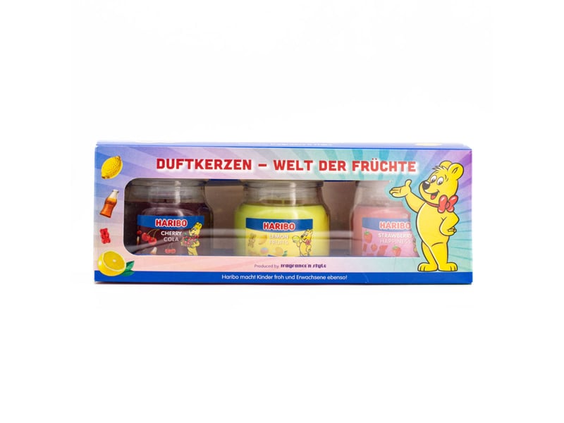  Lot de 3 bougies parfumées fruitées taille 9 x 6,5 cm ambiance chaleureuse et joyeuse finition en verre transparent 13_0017565  - Conforama B