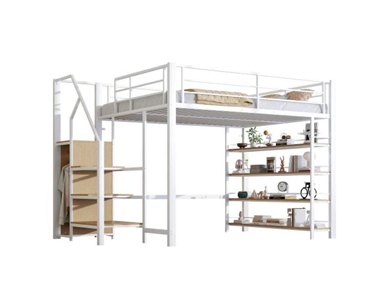  Lit mezzanine 140x200 cm coloris blanc métal lit enfant blanc - Conforama A
