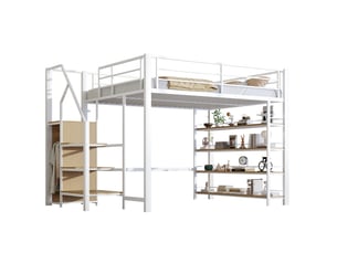 Lit mezzanine 140x200 cm <strong>MERAX</strong>  <strong>lit enfant blanc</strong> coloris blanc