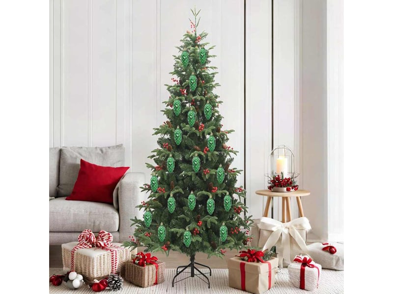  Boule de pomme de pin de noël 40 pcs vert 4 x 9 cm plastique  - Conforama B