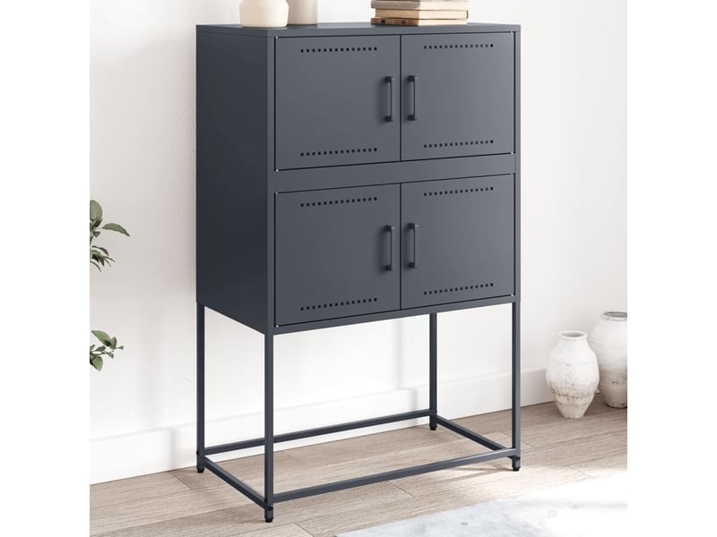  Buffet - bahut - meuble de rangement anthracite 68,5x38,5x107 cm acier  - Conforama B