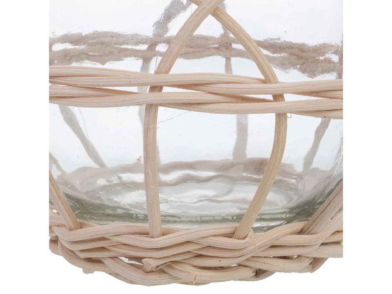  Bougeoir en verre doublé de rotin beige d10 x 8,6 h cm  - Conforama E