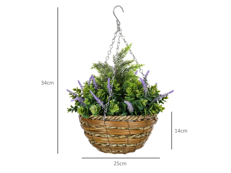  Ensemble de deux pots de fleurs artificiels suspendus en lisianthus - violet  - Conforama E