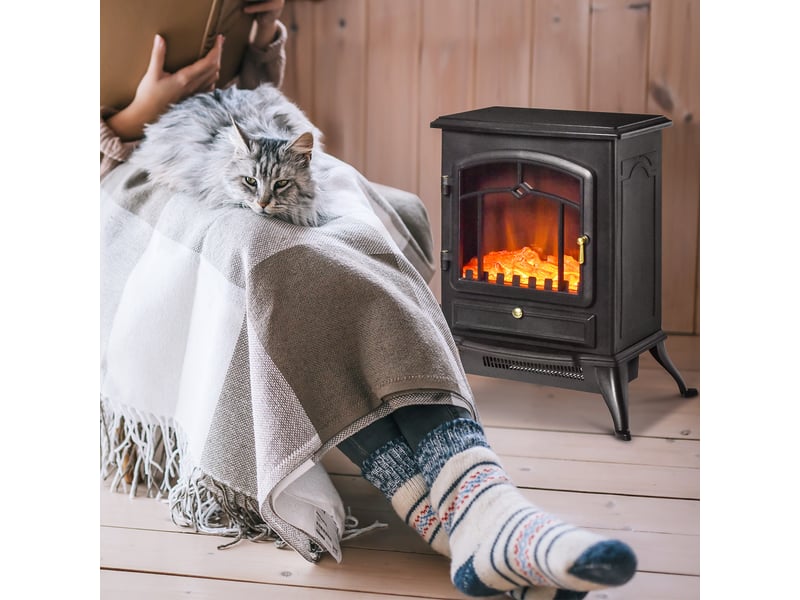  Cheminée électrique sur pied avec effet flamme, 10002000 w, thermostat, 45 × 28 × 54 cm  - Conforama D