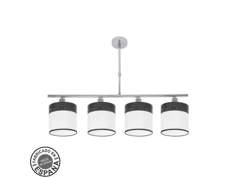  Lampe de plafond fabrilamp cloe chromeblanc-bois noir 4 x e14 hauteur réglable 44-61 cm 75x14 cm 175454009 - Conforama A