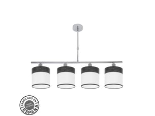 Lampe de plafond fabrilamp cloe chromeblanc-bois noir 4 x e14 hauteur réglable 44-61 cm 75x14 cm