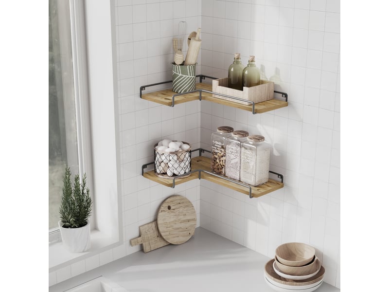  Étagères - leobert - chêne artisan - 40 x 29 x 4 cm - lot de 2  - Conforama C