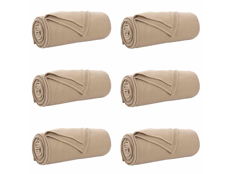 Couverture jetée de canapé 6 pcs camel 200x150 cm 2.61 kg polaire - Conforama A