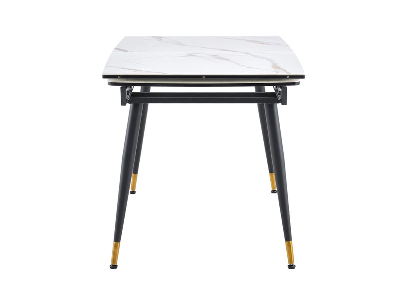  Table à manger, extensible, 140-200 cm, table vendue seule, en céramique et métal, coloris noir et doré, pour maison et appartement  - Conforama C