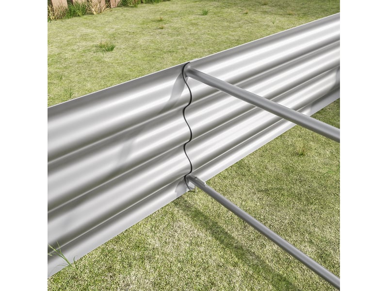  Bac surélevé de jardin en acier galvanisé argenté 180 x 90 x 30 cm, sans fond, pour potager et fleurs  - Conforama D