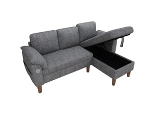 Canapé d'angle réversible fixe <strong>WISHDOR</strong> <strong></strong> 3 places Polyester gris avec coffre de rangement