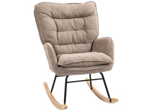 Schaukelstuhl schwingsessel mit chenilleoptik, armlehnsessel, stillsessel, braun