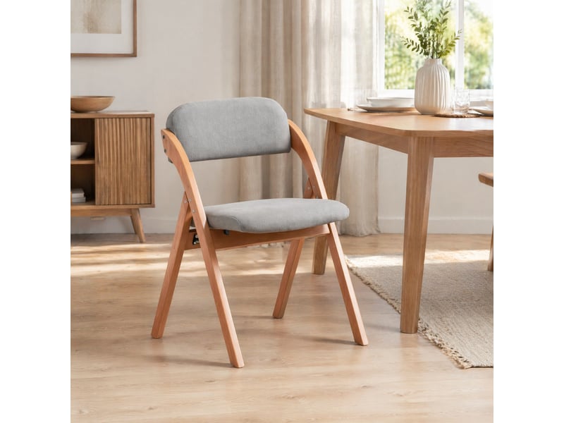  Lot de 2 chaises pliantes 60x52,5x79 cm, faciles à ranger, housse amovible, assise matelassée, gris, en bois  - Conforama B