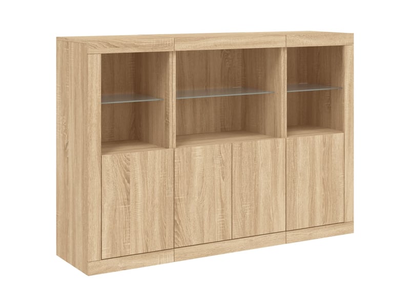  Buffets avec lumières led 3 pcs - bahut - meuble de rangement chêne sonoma bois d'ingénierie  - Conforama E