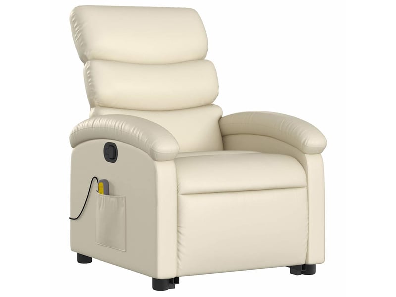 Fauteuil inclinable de massage crème similicuir shl57207 - Conforama D