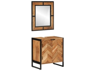 Ensemble de meubles salle de bain 2 pcs fer et bois d'acacia