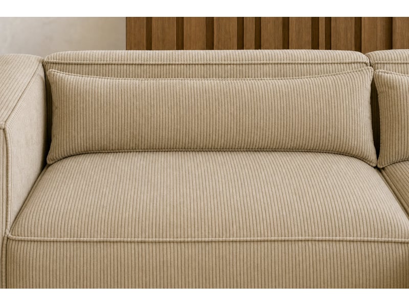  Tilos - canapé d'angle petit velours côtelé 4 places beige gauche  - Conforama D
