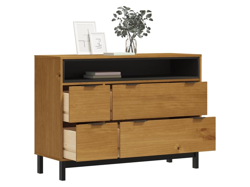  Commode chambre adulte, armoire à tiroirs flam 110x40x80 cm bois de pin massif shl83866  - Conforama C