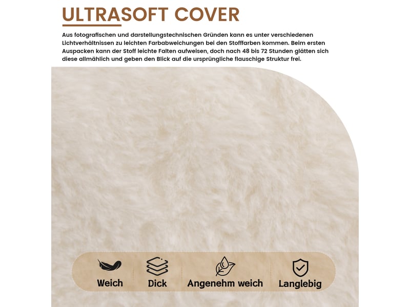  Fauteuil poire adulte 111x123x75 cm en fausse fourrure blanc  - Conforama E