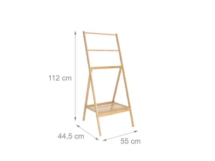 Porte-serviettes décoratif pliable pratique salle de bain 3 barres 85 x 30 x 30 cm en bambou naturel 13_0017758