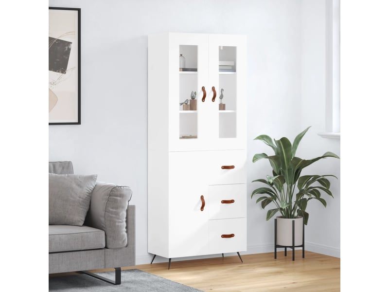  Buffet haut - bahut - meuble de rangement blanc 69,5x34x180 cm bois d'ingénierie  - Conforama B