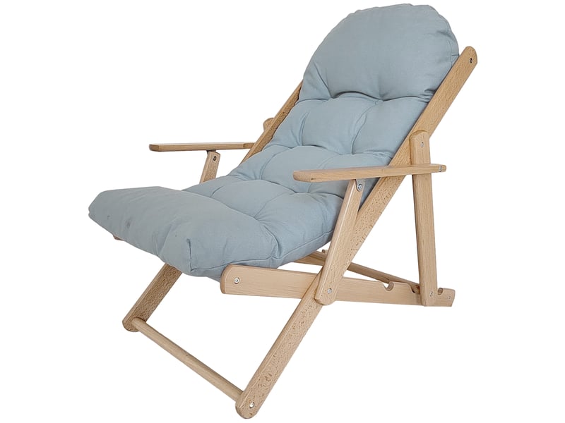  Fauteuil chaise de salon pliable et inclinable en bois fauteuil relax confortable avec coussin capitonné épais  - Conforama A