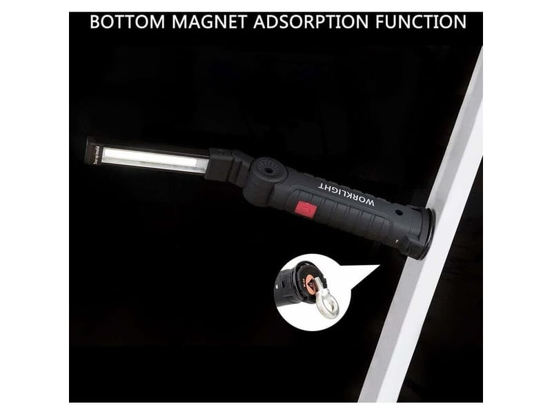  Lampe de travail rechargeable lampe atelier cob torche lampe de poche avec base magnétique 5 modes lumière blancherouge camping lampe pour  - Conforama E