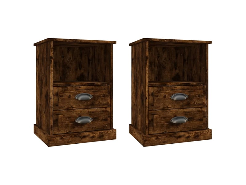  Lot de 2 tables de chevet - cabinet de chevet - table de nuit chêne fumé 43x36x60 cm  - Conforama A