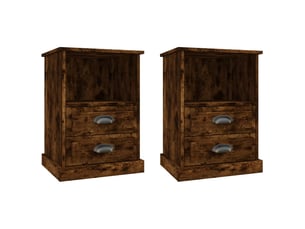 Lot de 2 tables de chevet - cabinet de chevet - table de nuit chêne fumé 43x36x60 cm