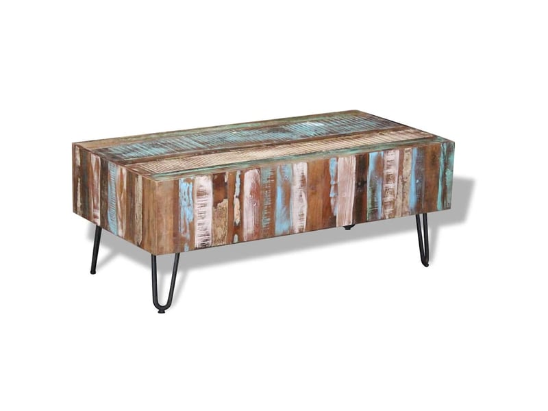  Table basse - table de salon - table à thé bois massif de récupération 100x50x38 cm  - Conforama D