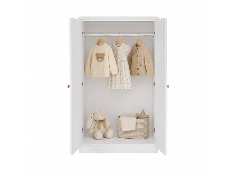  Armoire 80x50x120 cm à 2 portes avec tringle mdf blanc  - Conforama B