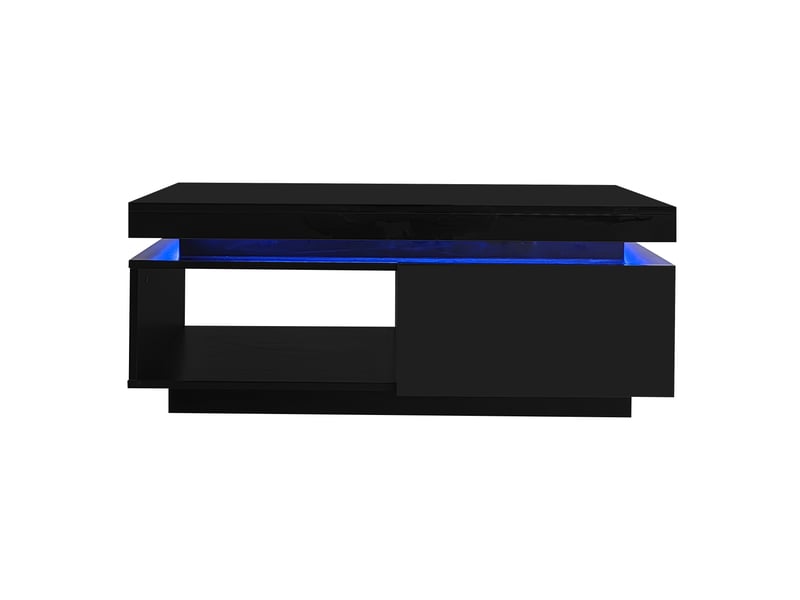  Ensemble meuble tv mural - noir brillant - éclairage led intégré - dimensions meuble tv 181x38x38 cm  - Conforama D