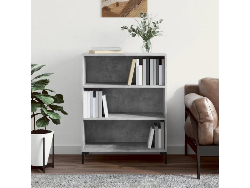  Bibliothèque, meuble de rangement salon gris béton 69,5x32,5x90 cm bois d'ingénierie  - Conforama B
